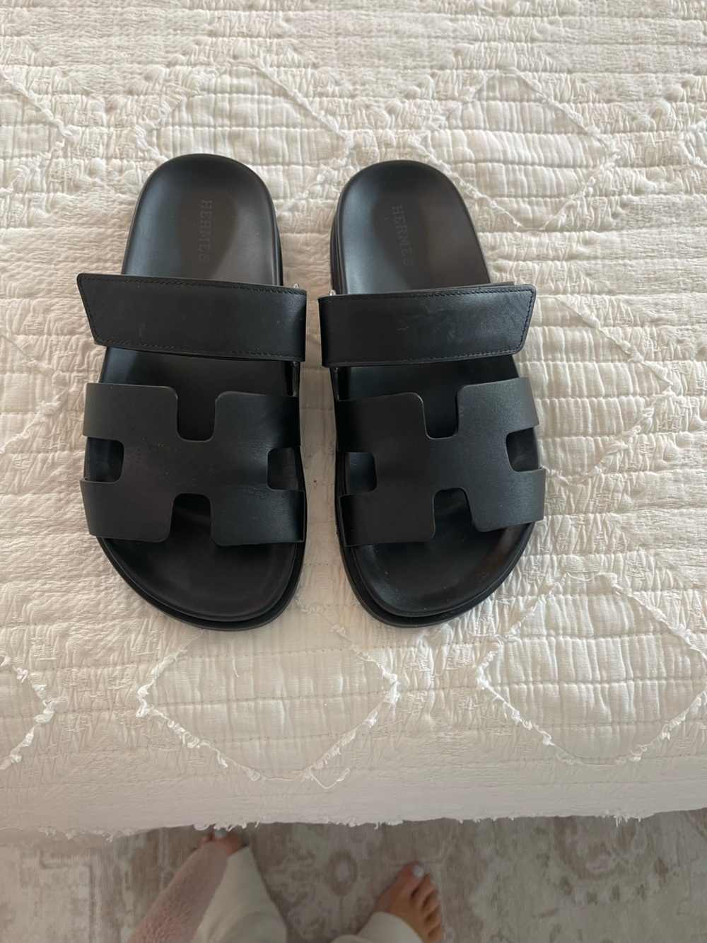 Hermes Black Chypre Sandals